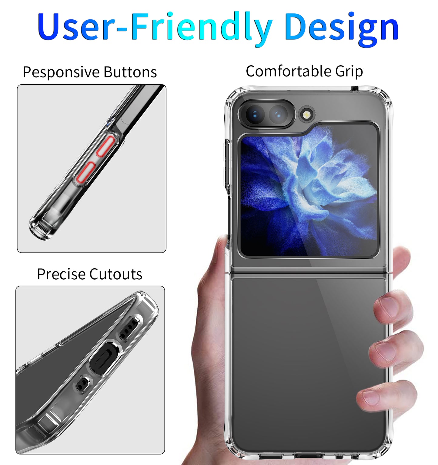 For Samsung Galaxy Z Flip5 5G Four Corner Anti-drop Cover Transparent TPU+Acrylic Folding Phone Case