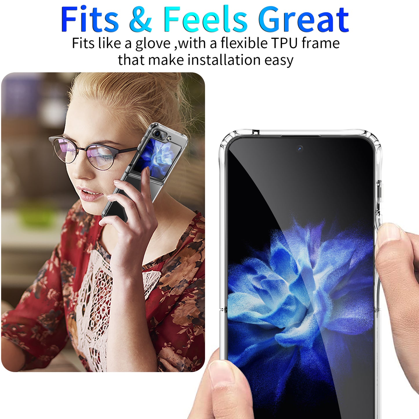 For Samsung Galaxy Z Flip5 5G Four Corner Anti-drop Cover Transparent TPU+Acrylic Folding Phone Case