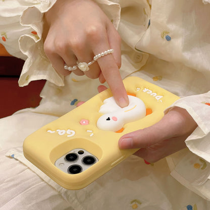 For iPhone 13 Pro Max 3D Cartoon Silicone Phone Case Squeeze Duck Pattern Cell Phone Cover