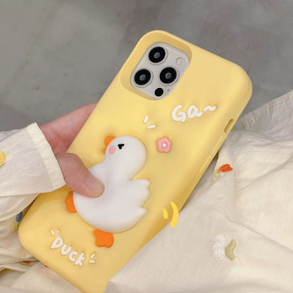 For iPhone 12 / 12 Pro Silicone Phone Case 3D Cartoon Squeeze Duck Pattern Mobile Phone Cover