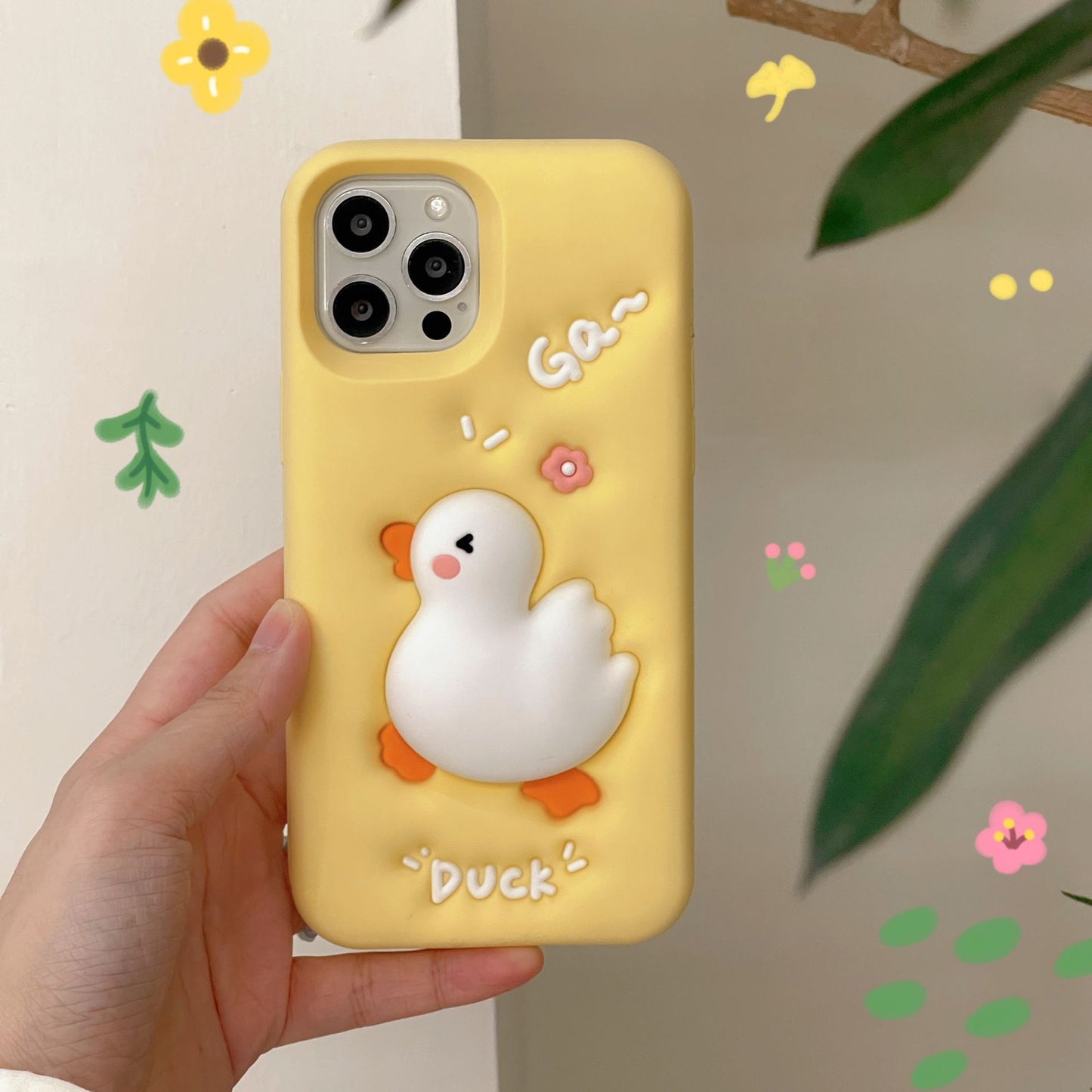 For iPhone 12 / 12 Pro Silicone Phone Case 3D Cartoon Squeeze Duck Pattern Mobile Phone Cover