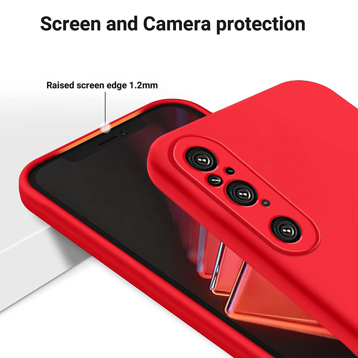 For Sony Xperia 1 V Soft Lining Liquid Silicone Phone Case Shockproof Cover with Strap
