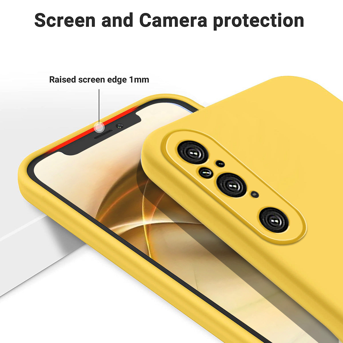 For Sony Xperia 1 V Soft Lining Liquid Silicone Phone Case Shockproof Cover with Strap