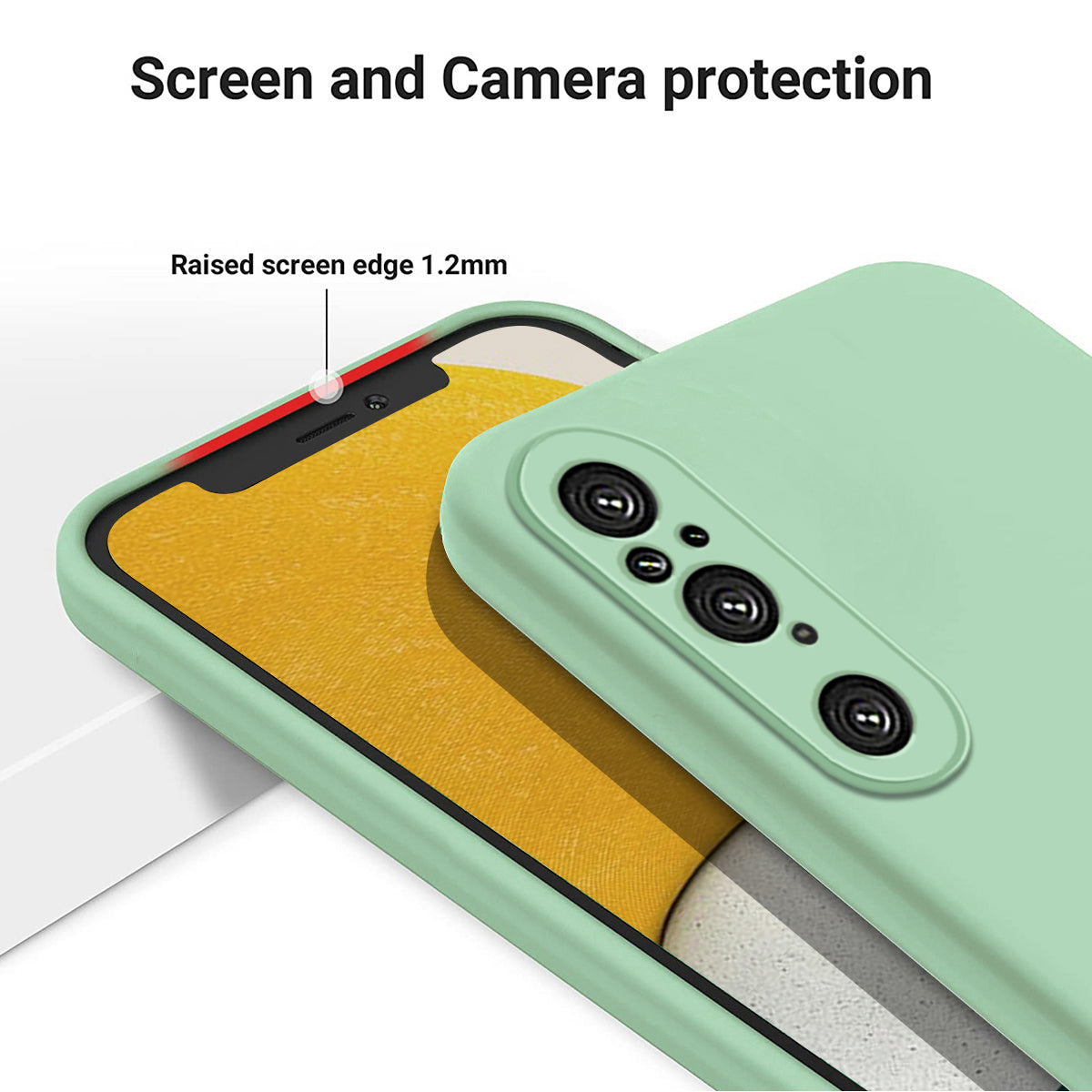 For Sony Xperia 1 V Soft Lining Liquid Silicone Phone Case Shockproof Cover with Strap