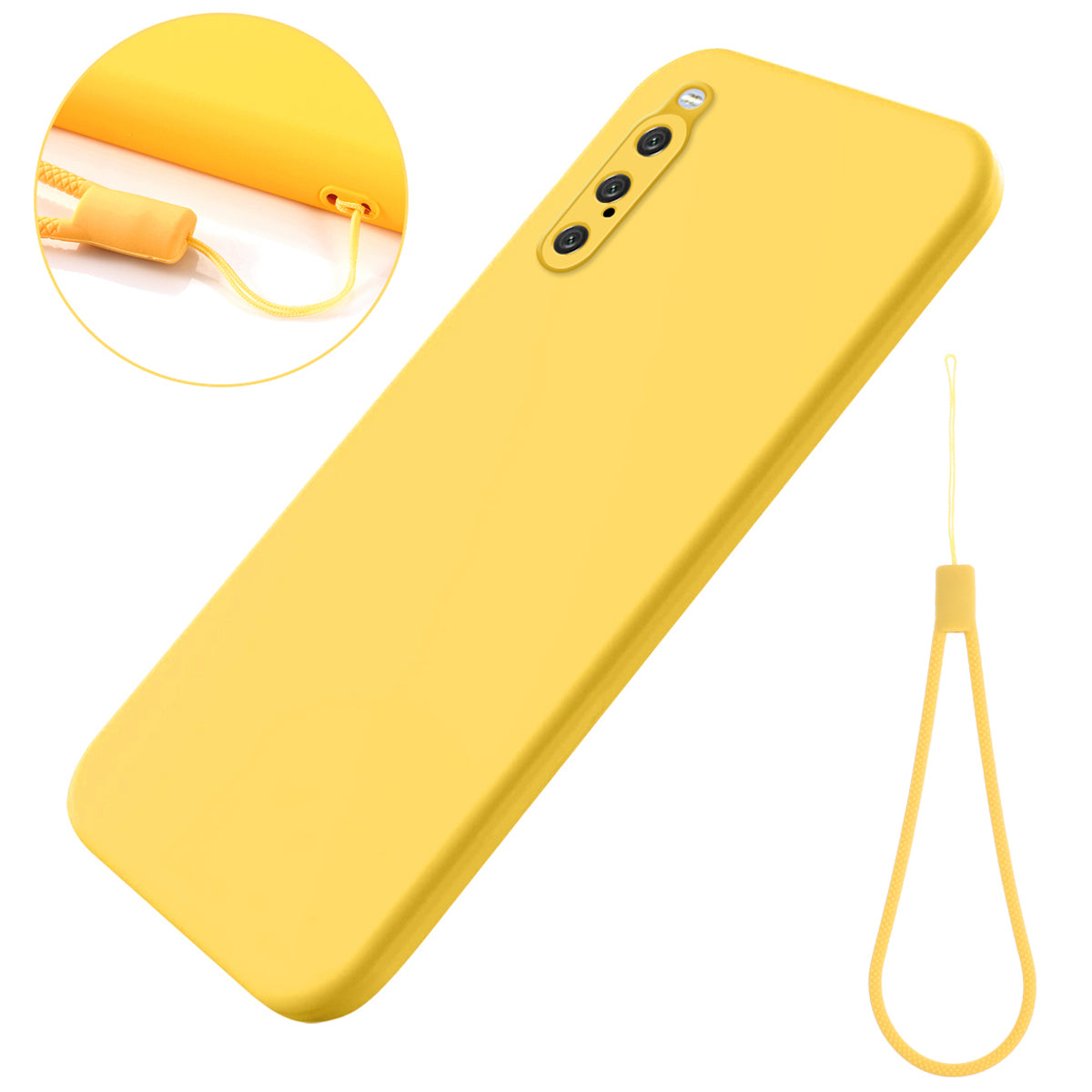 For Sony Xperia 10 V Liquid Silicone Phone Case Soft Lining Shockproof Cover with Strap