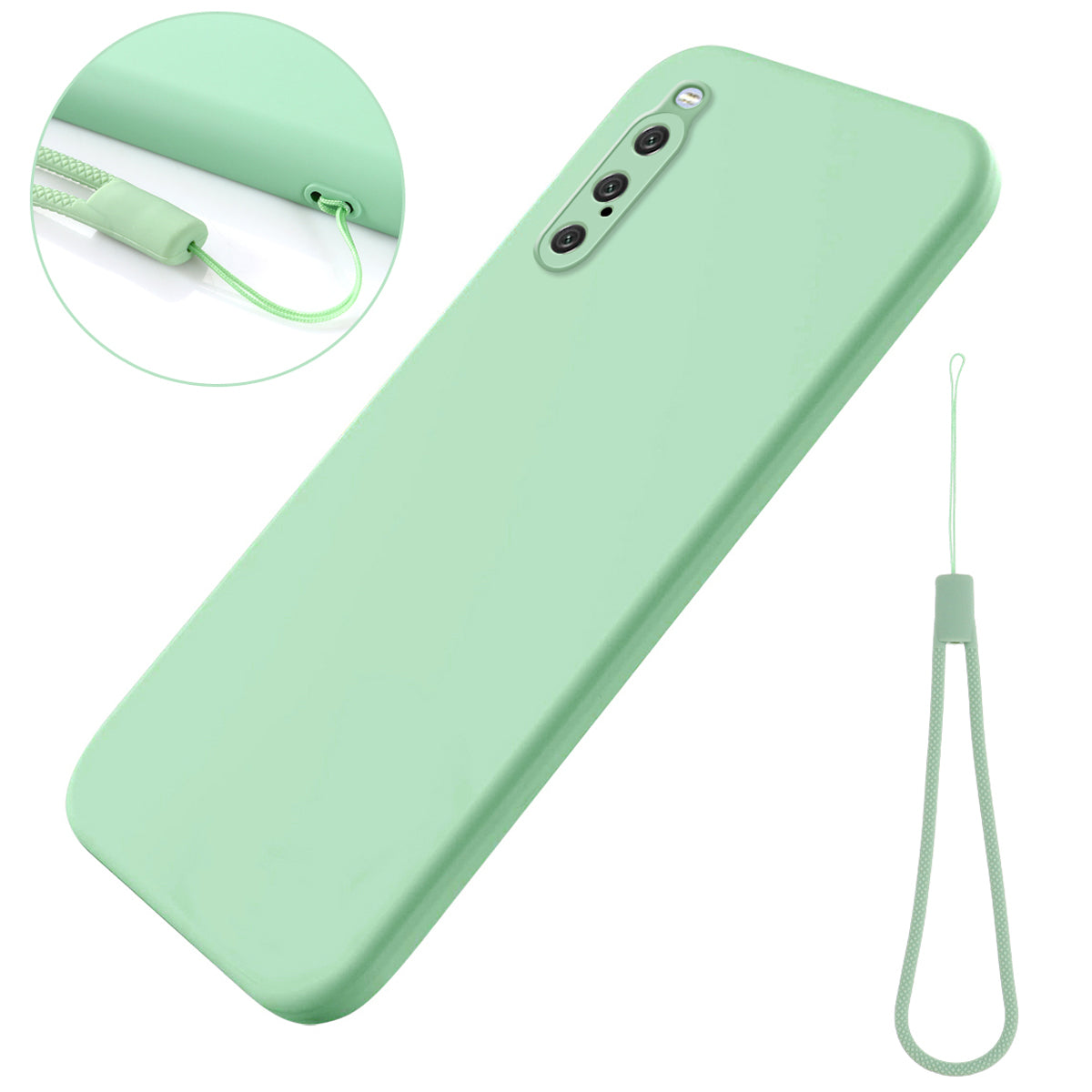 For Sony Xperia 10 V Liquid Silicone Phone Case Soft Lining Shockproof Cover with Strap