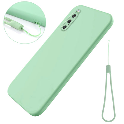 For Sony Xperia 10 V Liquid Silicone Phone Case Soft Lining Shockproof Cover with Strap