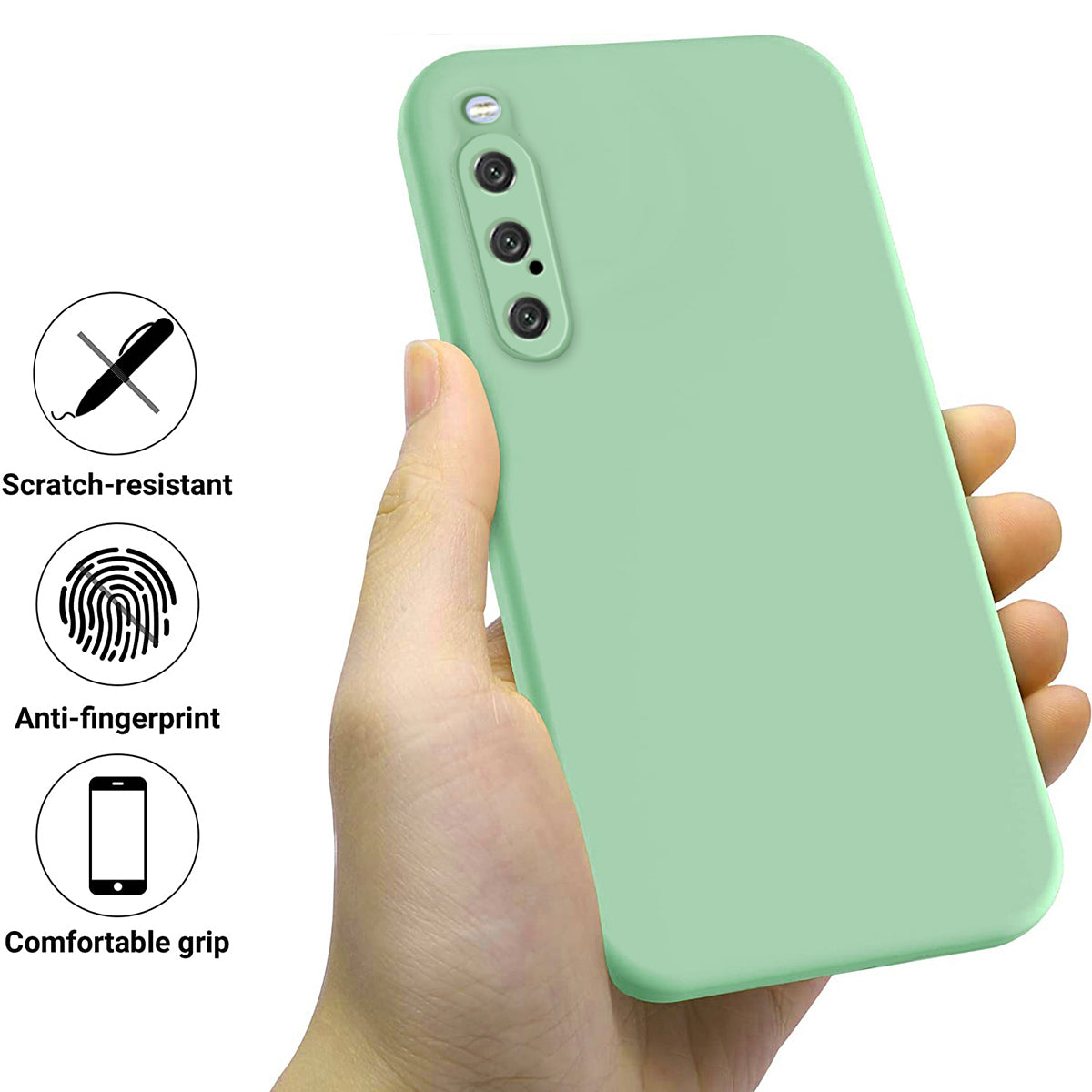 For Sony Xperia 10 V Liquid Silicone Phone Case Soft Lining Shockproof Cover with Strap