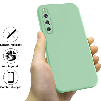 For Sony Xperia 10 V Liquid Silicone Phone Case Soft Lining Shockproof Cover with Strap