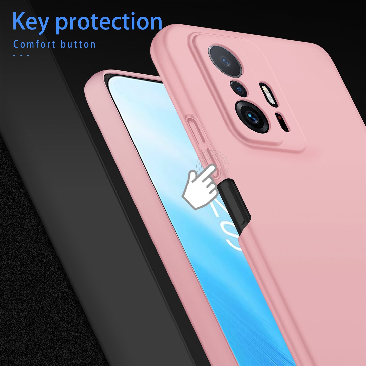 For Xiaomi 11T 5G / 11T Pro 5G Solid Color Phone Cover Anti-scratch Hard PC Cellphone Case