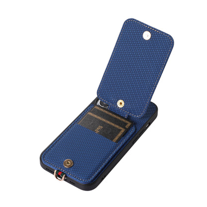 ABEEL Style 02 For iPhone 13 Pro Max RFID Blocking Card Holder Carbon Fiber Texture Cover PU Leather+TPU Phone Case with Kickstand