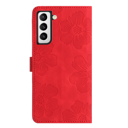 For Samsung Galaxy S22+ 5G Flowers Imprinted Leather Phone Case Stand Wallet Protective Cover