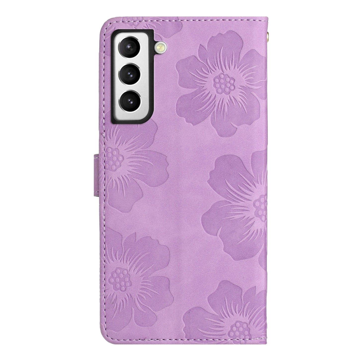 For Samsung Galaxy S22+ 5G Flowers Imprinted Leather Phone Case Stand Wallet Protective Cover