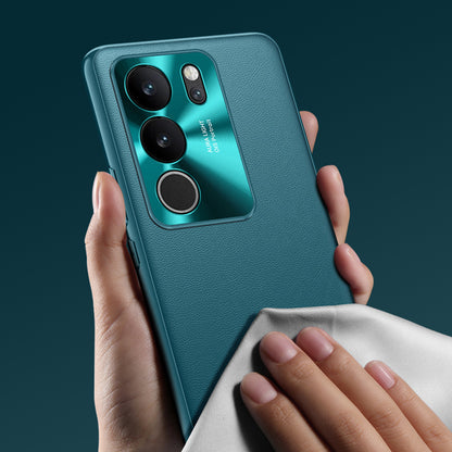 For vivo S17 Pro 5G Metal Lens Protection Phone Case PU Leather Coated TPU + PC Phone Cover