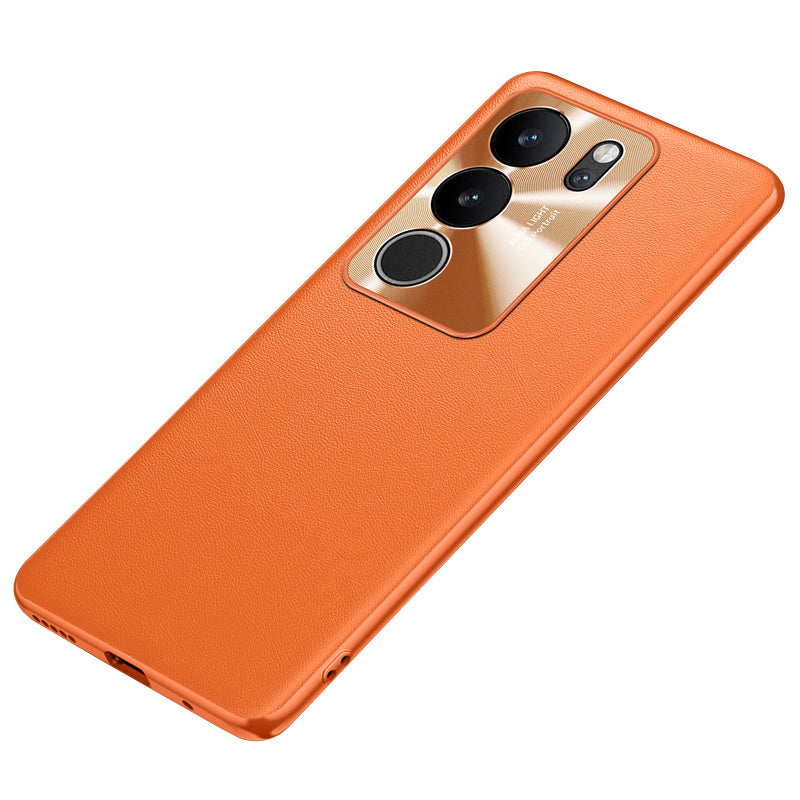 For vivo S17 Pro 5G Metal Lens Protection Phone Case PU Leather Coated TPU + PC Phone Cover