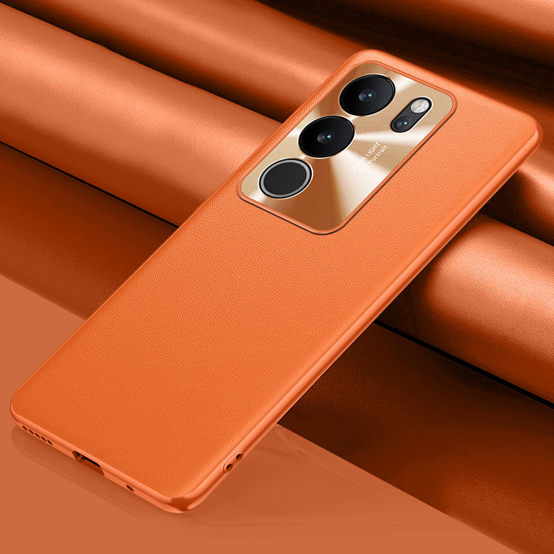 For vivo S17 Pro 5G Metal Lens Protection Phone Case PU Leather Coated TPU + PC Phone Cover