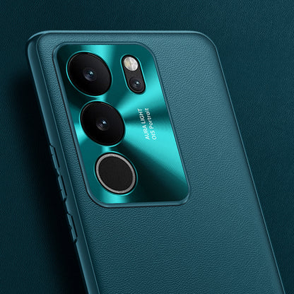 For vivo S17 Pro 5G Metal Lens Protection Phone Case PU Leather Coated TPU + PC Phone Cover