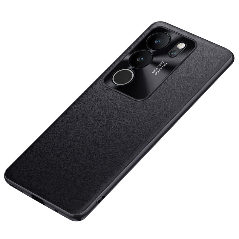 For vivo S17 Pro 5G Metal Lens Protection Phone Case PU Leather Coated TPU + PC Phone Cover