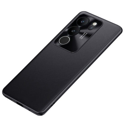 For vivo S17 Pro 5G Metal Lens Protection Phone Case PU Leather Coated TPU + PC Phone Cover