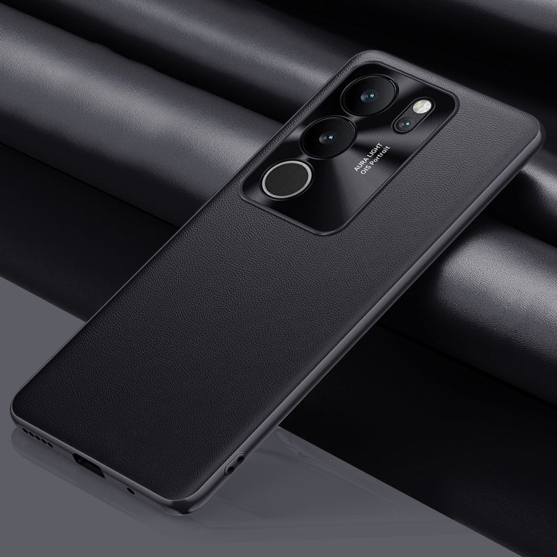 For vivo S17 Pro 5G Metal Lens Protection Phone Case PU Leather Coated TPU + PC Phone Cover