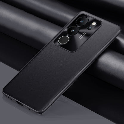 For vivo S17 Pro 5G Metal Lens Protection Phone Case PU Leather Coated TPU + PC Phone Cover