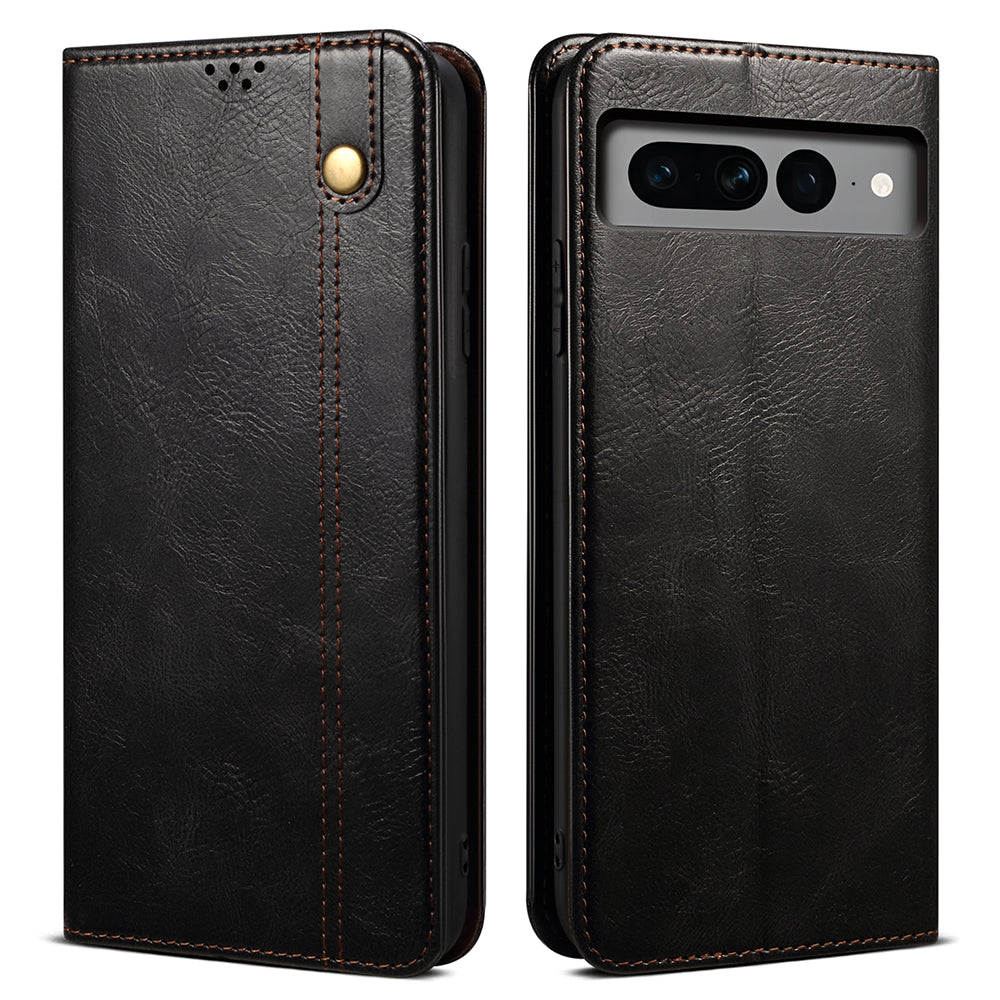 For Google Pixel 8 Phone Cover Waxy Crazy Horse Texture Leather Stand Wallet Case