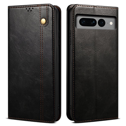 For Google Pixel 8 Phone Cover Waxy Crazy Horse Texture Leather Stand Wallet Case