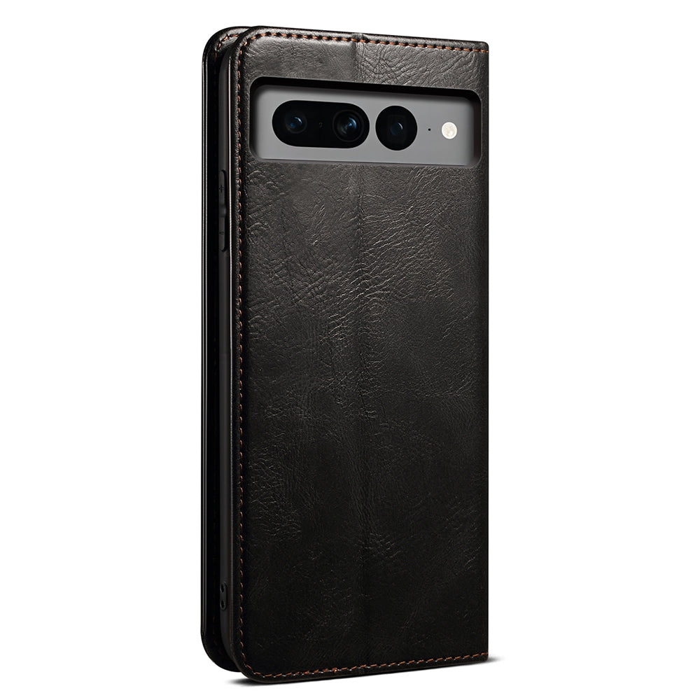 For Google Pixel 8 Phone Cover Waxy Crazy Horse Texture Leather Stand Wallet Case