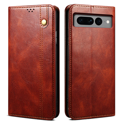 For Google Pixel 8 Phone Cover Waxy Crazy Horse Texture Leather Stand Wallet Case