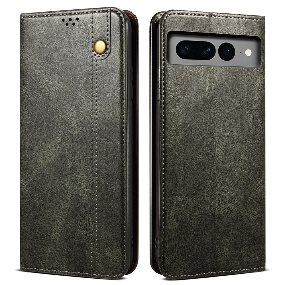 For Google Pixel 8 Phone Cover Waxy Crazy Horse Texture Leather Stand Wallet Case