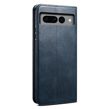 For Google Pixel 8 Phone Cover Waxy Crazy Horse Texture Leather Stand Wallet Case