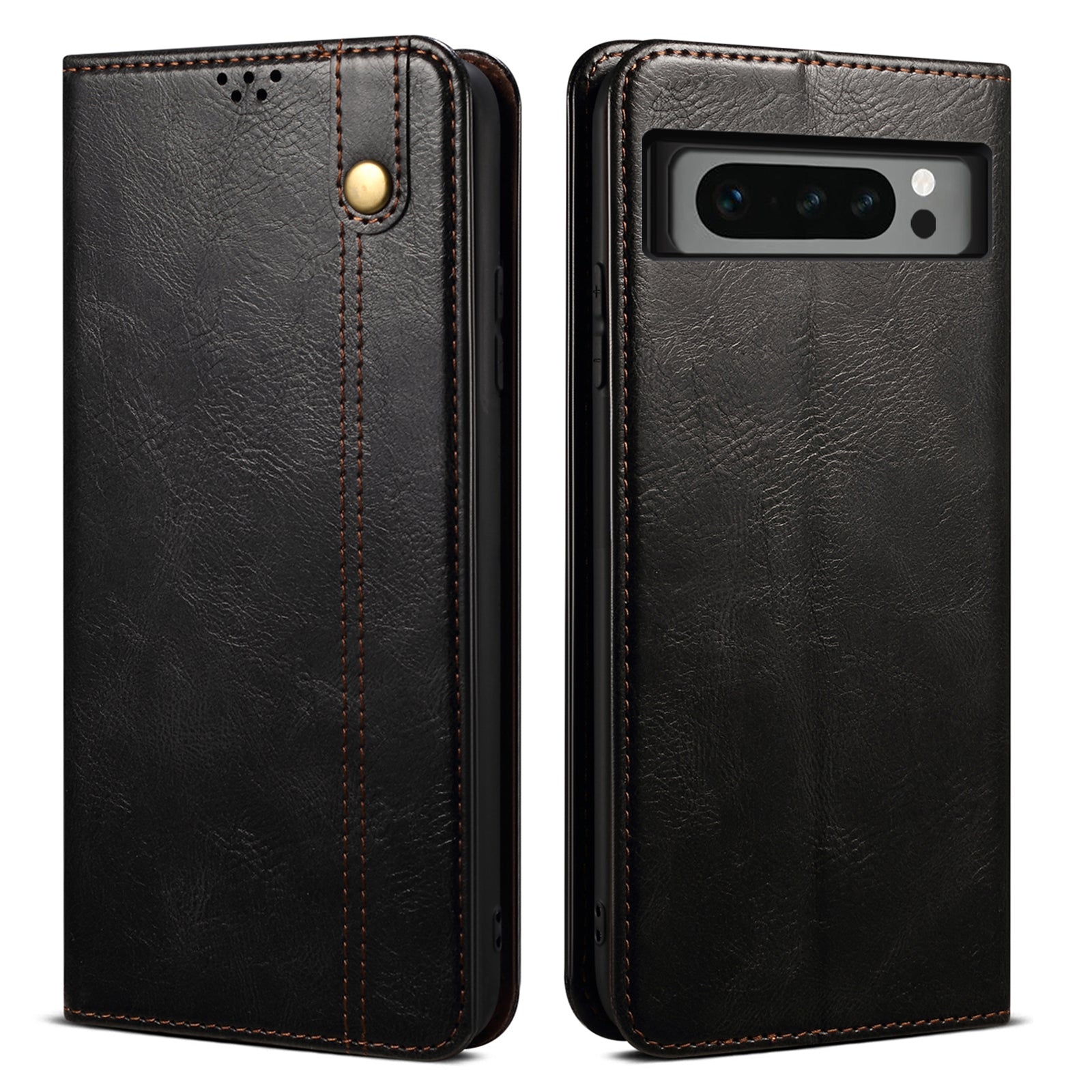 For Google Pixel 8 Pro Waxy Crazy Horse Texture Leather Wallet Case Flip Stand Phone Cover