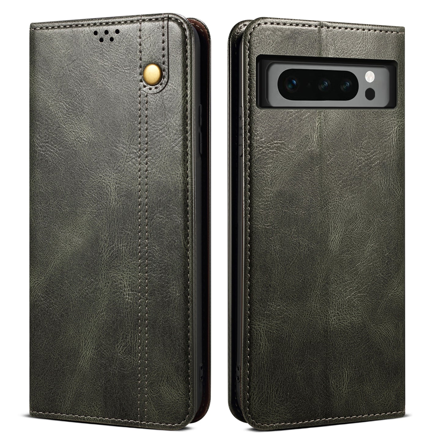 For Google Pixel 8 Pro Waxy Crazy Horse Texture Leather Wallet Case Flip Stand Phone Cover