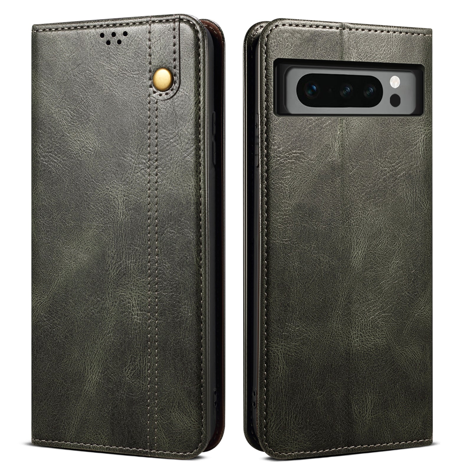 For Google Pixel 8 Pro Waxy Crazy Horse Texture Leather Wallet Case Flip Stand Phone Cover