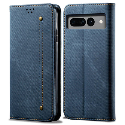 For Google Pixel 8 Jeans Cloth Texture Phone Cover PU Leather Stand Wallet Mobile Case