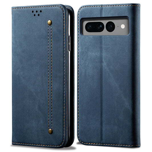 For Google Pixel 8 Jeans Cloth Texture Phone Cover PU Leather Stand Wallet Mobile Case