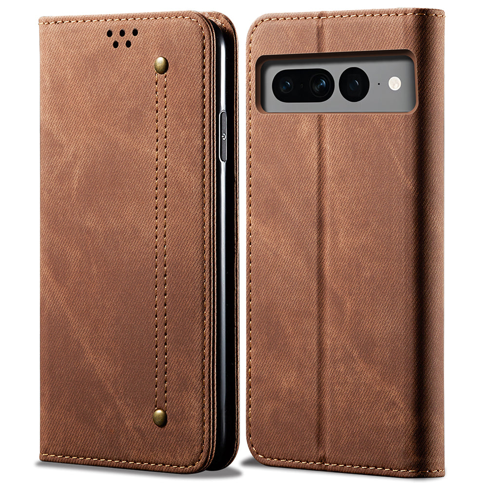 For Google Pixel 8 Jeans Cloth Texture Phone Cover PU Leather Stand Wallet Mobile Case