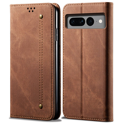 For Google Pixel 8 Jeans Cloth Texture Phone Cover PU Leather Stand Wallet Mobile Case