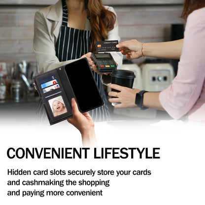 ESEBLE Star Series Leather Phone Case for Google Pixel 8 , Zipper Pocket Wallet RFID Blocking Phone Stand Cover