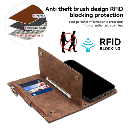 ESEBLE Star Series Leather Phone Case for Google Pixel 8 , Zipper Pocket Wallet RFID Blocking Phone Stand Cover