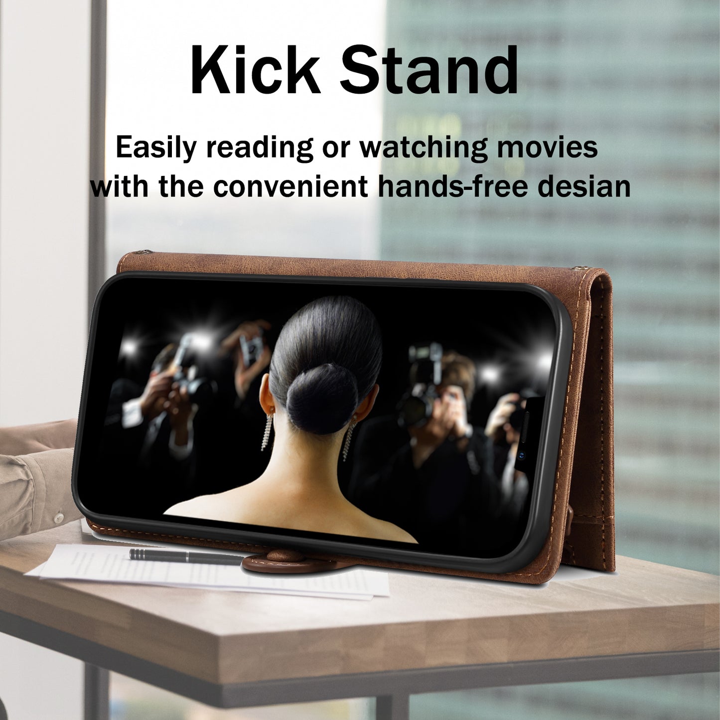 ESEBLE Star Series Leather Phone Case for Google Pixel 8 , Zipper Pocket Wallet RFID Blocking Phone Stand Cover