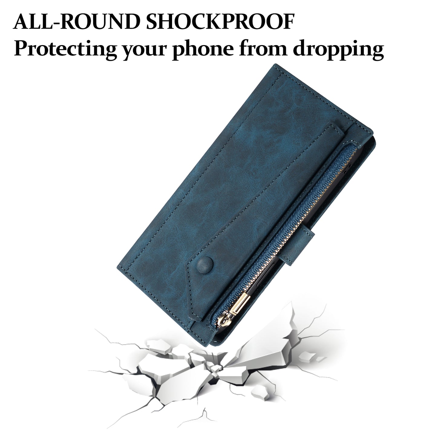 ESEBLE Star Series Leather Phone Case for Google Pixel 8 , Zipper Pocket Wallet RFID Blocking Phone Stand Cover