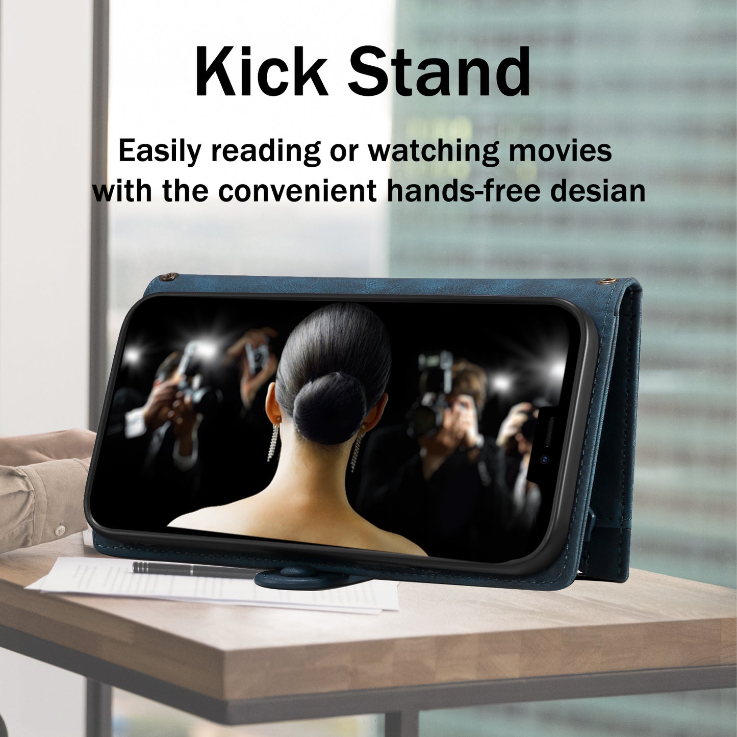 ESEBLE Star Series Leather Phone Case for Google Pixel 8 , Zipper Pocket Wallet RFID Blocking Phone Stand Cover