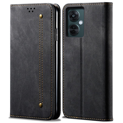 For OnePlus Nord CE 3 Lite 5G / Nord N30 5G / Oppo K11x 5G Leather Wallet Case Anti-scratch Jeans Cloth Texture Phone Stand Cover