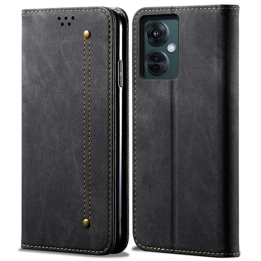 For OnePlus Nord CE 3 Lite 5G / Nord N30 5G / Oppo K11x 5G Leather Wallet Case Anti-scratch Jeans Cloth Texture Phone Stand Cover