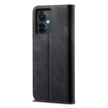 For OnePlus Nord CE 3 Lite 5G / Nord N30 5G / Oppo K11x 5G Leather Wallet Case Anti-scratch Jeans Cloth Texture Phone Stand Cover
