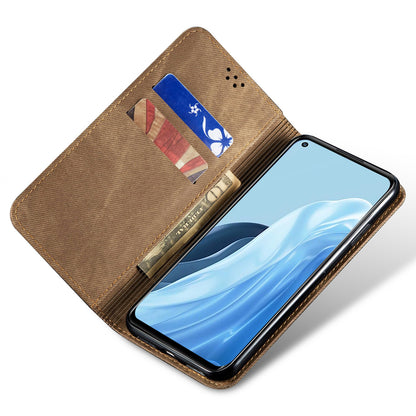 For OnePlus Nord CE 3 Lite 5G / Nord N30 5G / Oppo K11x 5G Leather Wallet Case Anti-scratch Jeans Cloth Texture Phone Stand Cover
