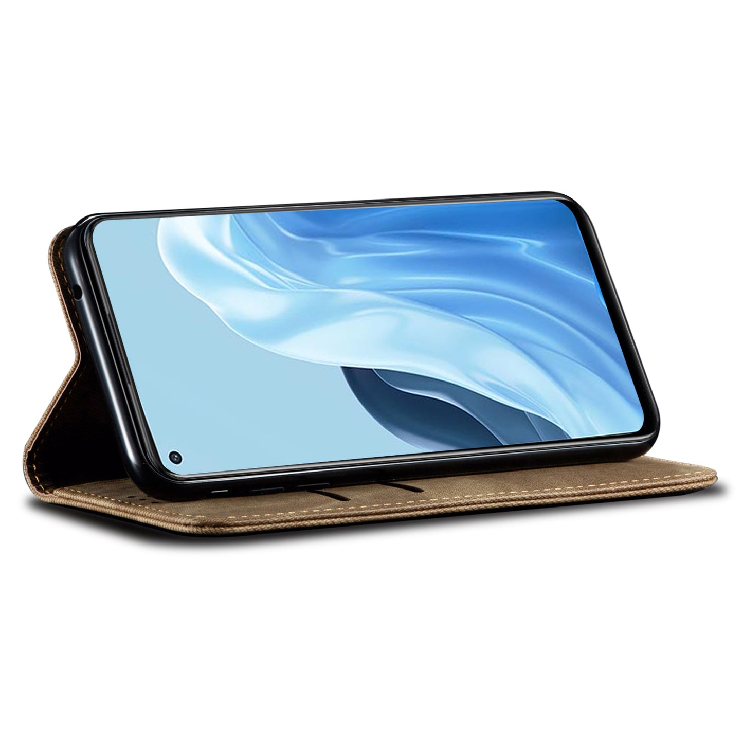 For OnePlus Nord CE 3 Lite 5G / Nord N30 5G / Oppo K11x 5G Leather Wallet Case Anti-scratch Jeans Cloth Texture Phone Stand Cover