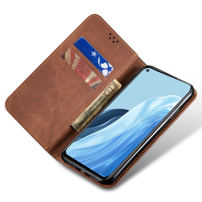 For OnePlus Nord CE 3 Lite 5G / Nord N30 5G / Oppo K11x 5G Leather Wallet Case Anti-scratch Jeans Cloth Texture Phone Stand Cover