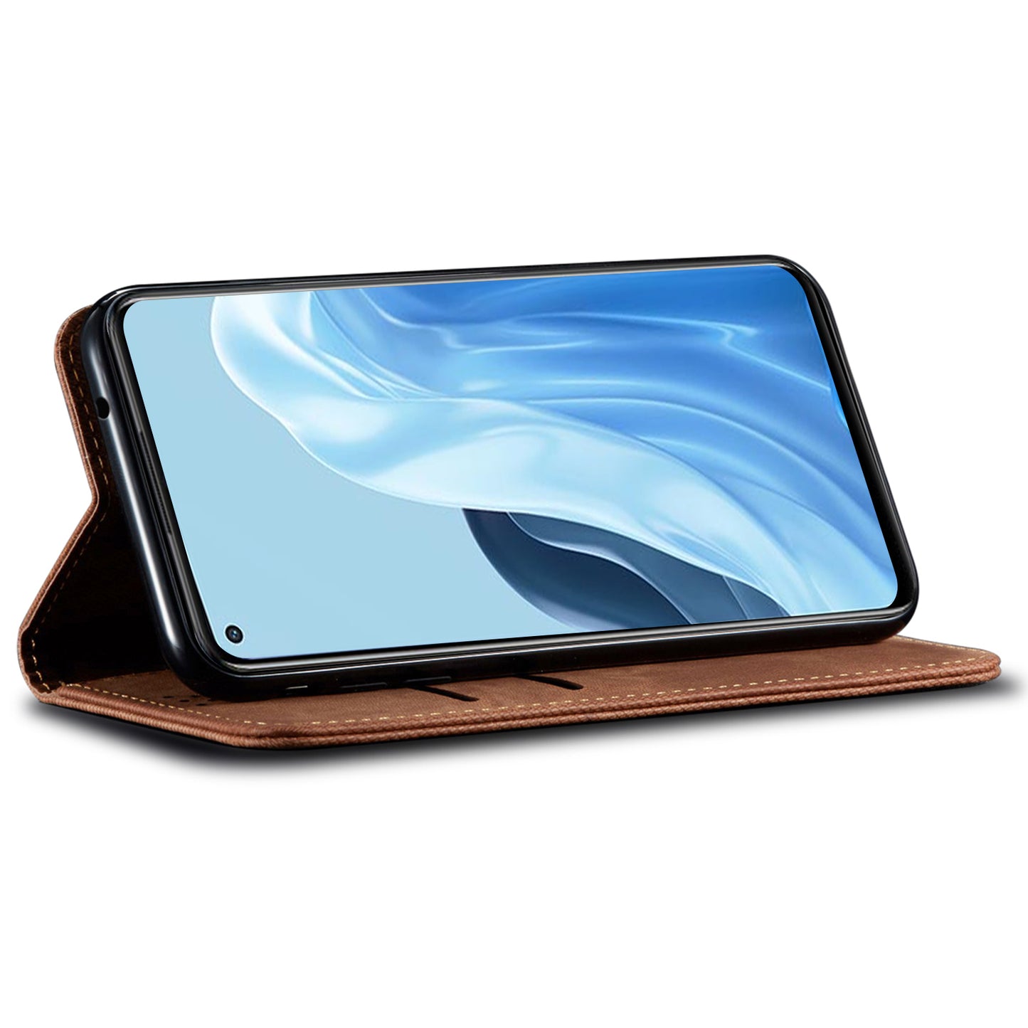 For OnePlus Nord CE 3 Lite 5G / Nord N30 5G / Oppo K11x 5G Leather Wallet Case Anti-scratch Jeans Cloth Texture Phone Stand Cover